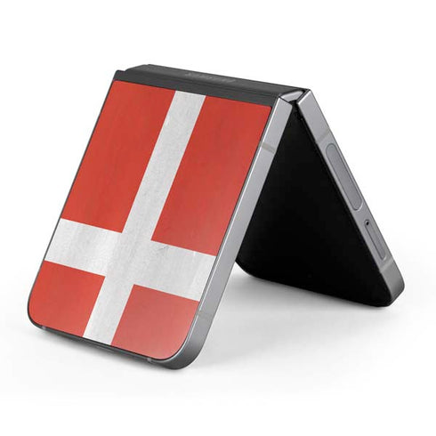 Denmark Flag Distressed Galaxy Z Flip6 Skin